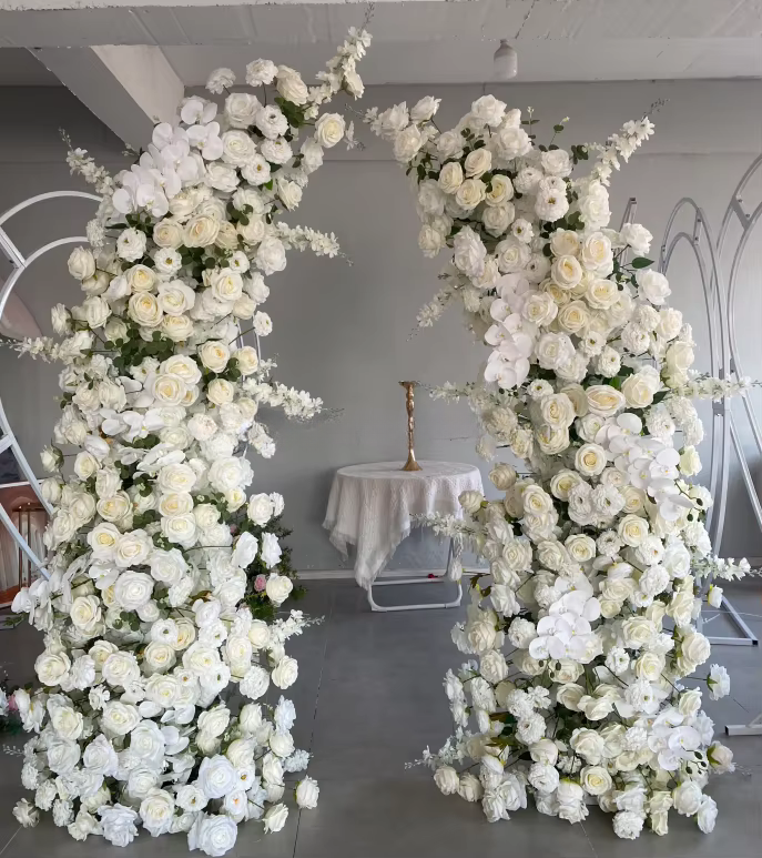Cream Orchid Arch – 2-teiliger Kunstblumen-Bogen (2,1 m)