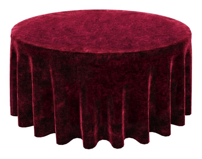 Runde Tischdecke aus Samt - Bordeauxrot