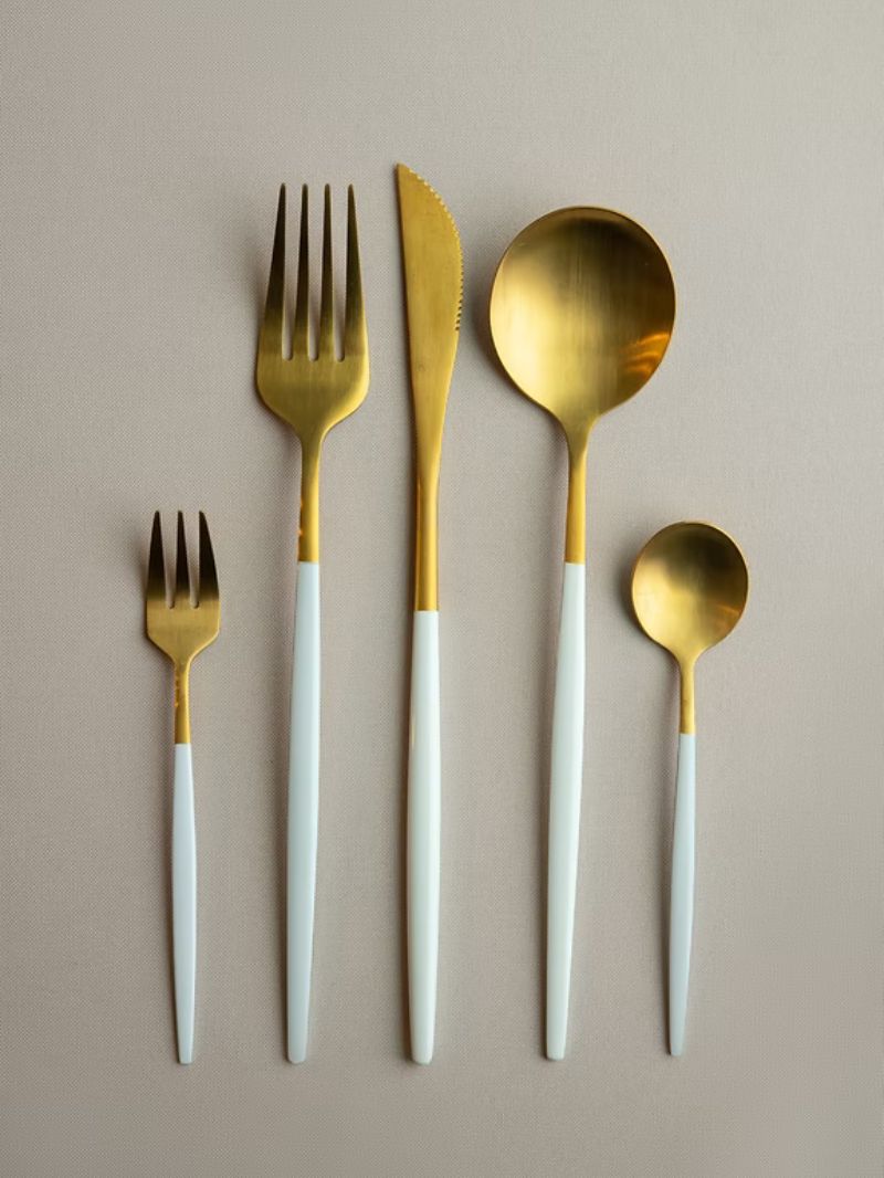 Besteck Weiß & Gold 5-teilig